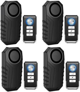 KCMYTONER 113dB Bike Alarm, Wireless Vibration Motion Sensor Waterproof Motorcycle Alarm with Remote, Anti-Theft Vibration Bicycle Alarm Waterproof Vehicle Security Alarm System, 4 Pack