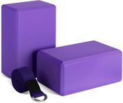 NETXE Yoga Blocks Set of 2 and Belt High Density Foam Yoga Bricks Pack of 2 for Stretching, Balancing Yoga Bricks, Yoga Block Premium Yoga Accessories for Women & Men Yoga Equipment with Strap