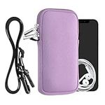 kwmobile Neoprene Phone Bag L - 6.5" - 16.5 x 8.9 cm Universal Case Holder with Neck Strap and Zipper - Lavender