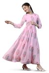 Fashion Dream Girl's Floral Printed Maxi Length Dress(FDGDRS00112 LPN 36_Light Pink_11-12Yrs)