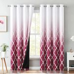 Metro Parlor Red Ombre Full Blackout Curtains 95 Inches Long for Bedroom Living Room, Moroccan Printed on White Window Treatments, Grommet Top Room Darkening Drapes 52'' W 2 Panel Sets