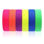 6 Rolls Fluorescent Tapes Reflective, 5M Luminous Tape Glow in The Dark UV Tapes Neon Self Adhesive Wrning Tape for Party Decoration Pub Party(6 Colors)