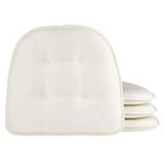 Klear Vu Omega Non-Slip Universal Chair Cushions for Dining Room, Kitchen and Office Use, U-Shaped Skid-Proof Seat Pad, 15x16 Inches, 4 Pack, Ivory