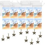 Smiling Wisdom - The Starfish Story Bulk Appreciation Cards - 10 (5x3.5 in) Full Colored Notecards. Sheer Pull String Bags and Starfish Charms - Her Him Men Women - Multi-Colored - 10 Sets (30 Pieces)