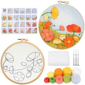 Mayboos Needle Felt Starter Set, Includes Wool Bag, Felting Needles, Foam Pad, Felt Cloth & Instructions, Pastoral Style Kit for Home Decoration