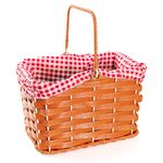 Plastic Basket With Red Gingham Cloth and Handle Perfect for School Book Week Fairytale Character + World Book Day Fancy Dress Costume Accessory