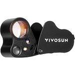 VIVOSUN 30X 60X Illuminated Jewelers Loupe Foldable Magnifier with LED Light for Jewelry Gems Watches Coins Stamps Antiques Black