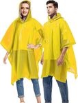 Pivalo EVA Raincoat Transparent Hooded Water Resistant Poncho Rain Jacket with Sleeves for Women Men Camping Rainy Season Travel (Color-Yellow)