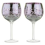 ARTLAND - Set of 2 Filigree Gin Glasses I Lilac Electroplated Glasses, Mirrored Silver Finish, Gift Boxed Packaged Gin Gift Set