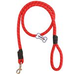 Petlicious & More® Premium Nylon 18mm Reflective Rope Dog Leash for Large Dogs & Maxi Dogs (Color - Red, Length - 5 Ft)