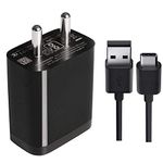 Fast Type-C Charger for Xiaomi Redmi Note 7 Pro/Note 8Pro Charger Adapter Wall Charger | Mobile Charger | Fast Charger | Android Charger with 1 Meter USB Type C Charging Data Cable (2.4 Amp, Black)