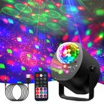 Disco Lights Party Lights, 3 in 1 Disco Ball Lights 32 Pattern + Pink Strobe Light, Sound Activated DJ Light with Remote Control for Parties DJ Bar Club Festival Show