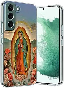 Mavzihok Clear Phone Case Suitable for Samsung Galaxy S22+ with Guadalupe Virgin Mary Catholic Pattern Four Corner Reinforced Shockproof and Protective Phone Cover Case
