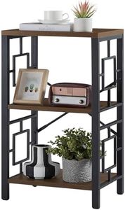 Freexployer Small Bookshelf, 3 Tier Vintage Industrial Small Bookshelf for Small Spaces, Freestanding Open Shelf Bookcase, Versatile Bookcase for Home Office, Bedroom & Living Room, Retro Brown