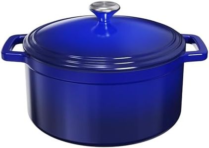 MEIGUI 7QT Cast Iron Dutch Oven, Enameled Non-Stick Dutch Oven, Round Dutch Oven Pot with Lid, Pre-Seasoned Large Dutch Oven Liners, for Sourdough Bread Baking, Braising, Soups, Family Sharing, Blue