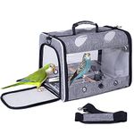 ORIZZP Bird Travel Carrier with Stand Perch, Breathable Bird Carrier Cage Parrot Carrier for Hiking, Airline Approved