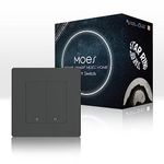 MOES STAR RING ZigBee Smart Switch, 10A, No Neutral Line No Capacitor, Compatible with MOES/Smart Life App Remote Control, Timer, Alexa Google Home Voice Control, Requires ZigBee Hub, 2 Gang-Grey