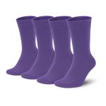 Sakusock Men's Colorful Combed Cotton Crew Socks Viscose– Dress Neon Vivid Color Crazy Fashion Socks 4-PACK, Purple, 7-10