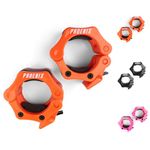 Phoenix Fitness Barbell Clamps - Pair of 1” or 2” Olympic Bar Collars for Weightlifting Bars - Set of 2 Heavy-Duty Barbell Clips - Quick Release Clamps for Home & Gym Training - Orange, 2-inch