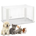 Iris Ohyama Dog Pen with Lockable Door, H60cm, White, Detachable Roof, Plastic, Puppy Enclosure, For Rabbit Run, Indoors, Outdoors, Playpen for Dogs, Cats, Rodents, Pets, Dog Fence, Kennel, CLS-1130