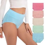 INNERSY Knickers Women Cotton Ladies Pants Full Briefs High Waist C section Underwear Multipack 5 (18, Colorful Spring)