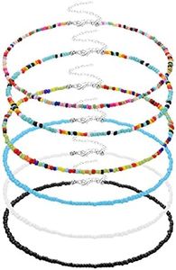 Yolev 6 Piezas Collares con Cuentas de Colores Boho Beach Collares con Cuentas Pulseras para Mujeres Niñas Joyería(Estilo 1)