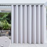 MIULEE Patio Outdoor Curtains Waterproof Room Darkening Fade Resistant Thick Balcony Curtain Drapery with Rings 1 Piece W100 x L84 Greyish White