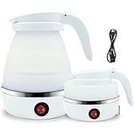 MICOKAY Portable Electric Kettle, Travel Foldable Kettle with Silicone Electric, Insulation Heating Boiler Tea Pot for Camping, 600ml (White)