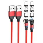 Magnetic Charging Cable 2 Pack (6.6ft+10ft) 360& 180 Magnetic Charger 3-in-1 Data Transfer Magnetic Phone Charger Cable 3A USB C Charging Cable for iPhone/Samsung/Micro USB Devices (6.6FT/10FT)