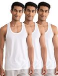 DAMENSCH Men'S Neo-Cotton Ribbed Round Neck Vest- Pack of 2- Cotton White- Medium