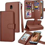 Tekcoo for Galaxy J7 2018/ J7 Aero//J7 V 2nd/J7 Top/J7 Crown/J7 Aura/J7 Refine Wallet Case, ID Credit Card Slots Holder Purse Carrying PU Leather Folio Flip Cover Kickstand for Samsung J7 Eon -Brown