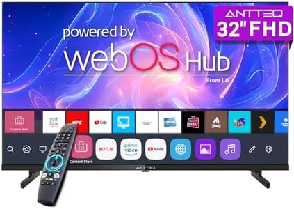 Antteq 32 Inch TV FHD Smart WebOS Television, 1080P MagiQ 32" with Full HD ThinQ AI, Voice Magic Remote Airplay, Apple TV+, Netflix, Freeview, YouTube, WiFi, 2025 Black Televisions