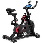 PowerMax Fitness BS-130 Spin Exercise Bike [8Kg Flywheel, Max User Weight 130kg, LCD Display, 3pc Crank, Bottle Holder, Anti-slip Pedals and Comfortable Seat] 1 Year Manufacturer Warranty, Black