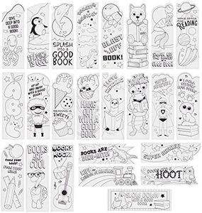 Juvale 24 Pack Color Your Own Bookmarks for Kids, Students, DIY Classroom Art, 24 Book Worm Designs (2 x 6 in)