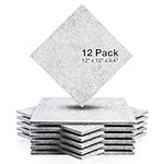 Fstop Labs Acoustic Foam Panels, 12" X 12" X 0.4" Acoustic Sound Absorbing Panel Tiles, Acoustic Panels, Absorption Insulation Treatment Used in Home & Offices (12 Pack, Silver Grey)