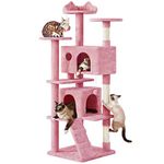 Yaheetech 70in Multi-Level Cat Tree Tall Cat Tower Cat Furniture with Condo, Scratching Posts & Dangling Ball for Indoor Cats Activity Center, Pink