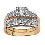 PalmBeach Yellow Gold-plated Round Cubic Zirconia Two Tone Bridal Ring Set Sizes 5-10, Metal, Cubic Zirconia