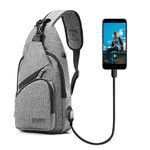 BSTcentelha Sling Shoulder Crossbody Chest Bag with USB Charging Port（Gray）