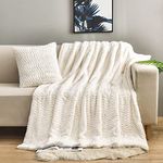 YUSOKI Luxury Double Sided Faux Fur Throw Blanket(Without Pillows),Soft Fuzzy Fluffy Cozy Blanket Plush Furry Comfy Warm Blanket for Couch Bed Chair Sofa Bedroom Women Teen Girls Gift(Ivory,50" x 63")