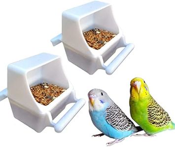 Yamibobo 2Pcs Plastic Hanging Bird Seed Feeder Removable Parrot Dishes Bowl for Finch Cockatiel Conure Parakeet Lovebird, White