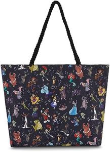 Disney Mickey and Stitch Tote bag - Girls, Boys, Teens, Adults - Mickey Minnie Mouse, Stitch, Classic Canvas Tote Travel Bag, Black, One Size