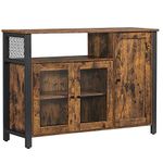 VASAGLE Storage Cabinet, Sideboard, Buffet Table with 3 Doors, for Dining Room, Living Room, Kitchen, 33 x 110 x 75 cm, Industrial Style, Rustic Brown and Ink Black LSC096B01