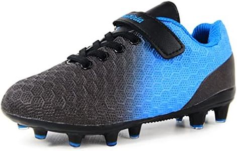 BomKinta Kid's FG Soccer Cleats Boys Athletic Outdoor Soccer Shoes Black Blue Size 6 M US Big Kid