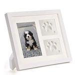 Goomis Dog or Cat Paw Prints Pet memorial Triple Photo Frame 4x6 With Clay Impression Kit, Perfect Keepsake picture Frame for Pet Lovers White/White