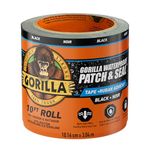 Gorilla Waterproof Patch & Seal Tape, Works Under Water, Indoor & Outdoor Use, Permanent Bond, Instantly Seals, Flexible, 4 in x 10 ft, Black, (Pack of 1) 4670002