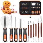 Upgraded Pumpkin Carving Kit 12PCS,GIPTIME Professional Stainless Steel Heavy Duty Pumpkin Carving Knives Tools with Carrying Bag for Halloween Decoration Jack-O-Lanterns