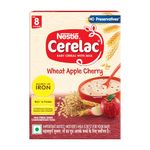 CERELAC Baby Food Cereal | No Preservatives | Wheat Apple Cherry for 8 to 24 Months Baby | Source of Iron & Protein for Babies | Instant Cereal | 360g, Bag-in-box Pack
