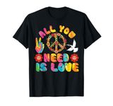 All You Need Is Love Tie Dye Peace Sign 60s 70s Peace Sign T-Shirt