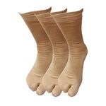 Obssez Men's Calf Length Skin Colour Cotton Nylon Thumb Socks (Free Size) (Pack Of 3)