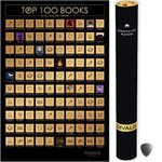 Divalis 100 Books Scratch off Poster with Scratcher - Easy to Frame 24x16 100 Must Read Books of all Times - Reading Bucketlist Chart - Books Read Checklist - Accessories Included